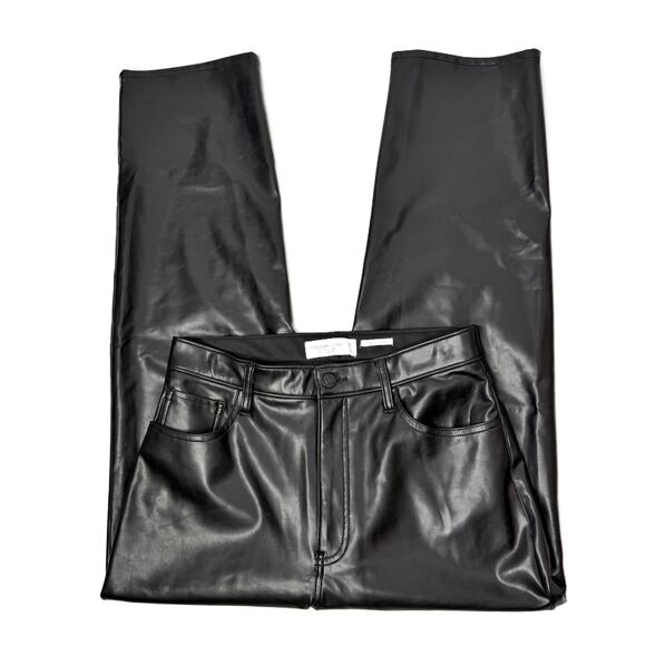 Abercrombie & Fitch Vegan Leather Ankle Straight Pants Womens 29/8 Black - Picture 11 of 16